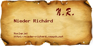Nieder Richárd névjegykártya