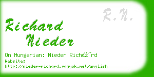 richard nieder business card